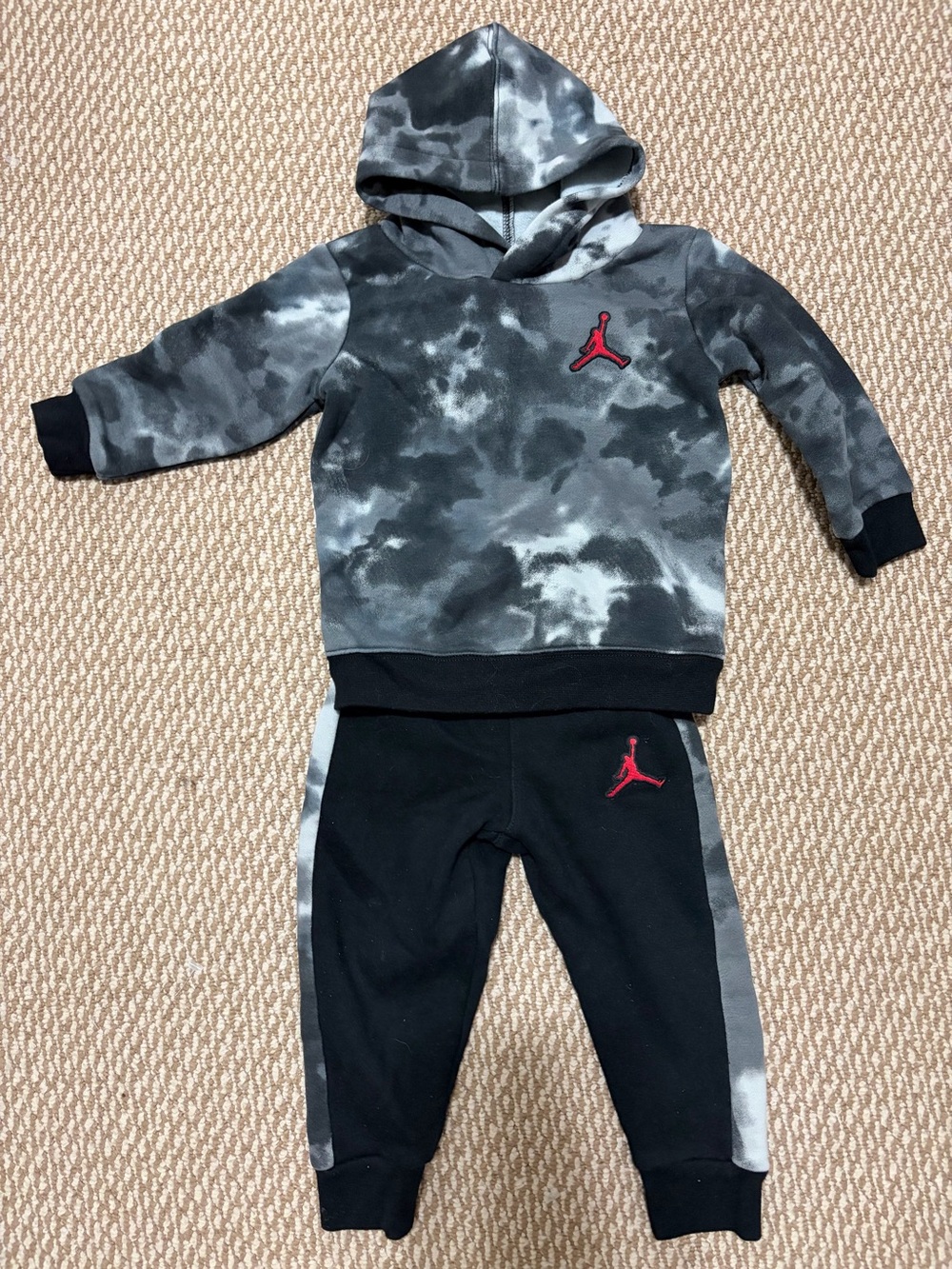 Jordan size 18M Camo Hoodie & Black Jogger Set